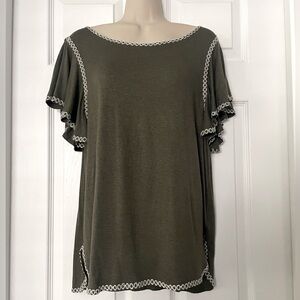 Max Studio Womens Jersey Flutter Sleeve Top